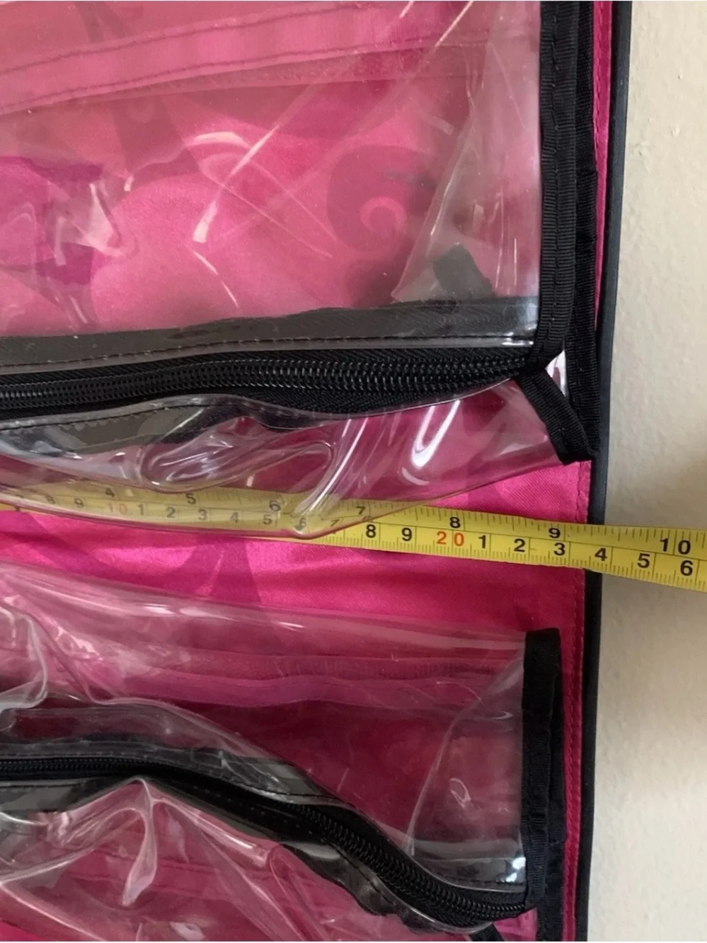 Vintage Mary Kay Hanging Makeup Travel Case Black Vinyl 4 Zip Pouches 30” x 9”